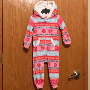Carters Fleece one piece hooded snowsuit size 18 months.